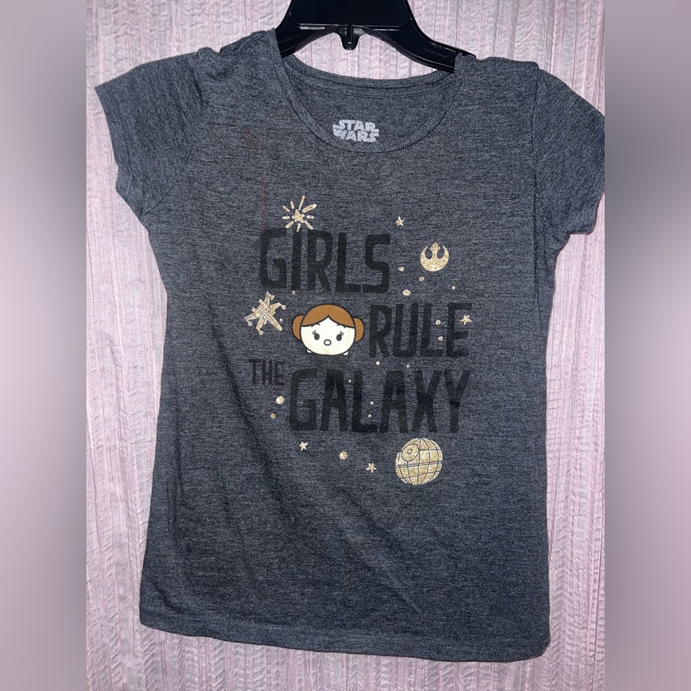 Star Wars Gray Short Sleeve Tee Girls Rule the Galaxy